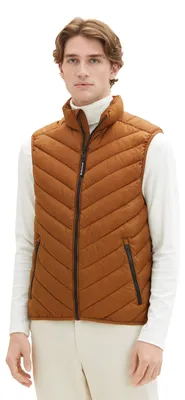 Productafbeelding van TOM TAILOR heren lichtgewicht gewatteerde vest met opstaande kraag, gemaakt van gerecycled polyester
