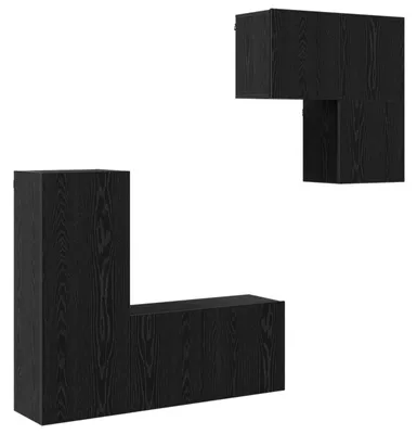 Image de vidaXL Armoire TV 4 pcs Noir imitation chêne Bois composite