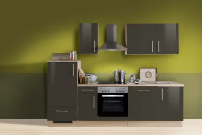 Produktbild von Küchenzeile mit Elektrogeräten Premium Lack Lava 270 cm