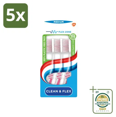 Imagen del producto de 5 cepillos de dientes Aquafresh Clean & Flex, tamaño medio, pack de 5 unidades