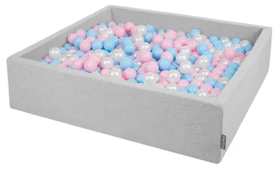 Produktbild von KiddyMoon Kinder-Bällebäder Quadrat 120x30cm 200 Bunte Bälle ∅7cm - Bällepool Bälle für bällebad Für Baby Spielzeug Plastikbälle - Hellgrau