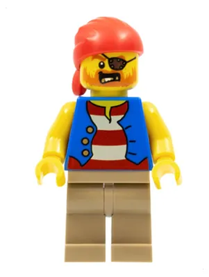 Produktbild von LEGO Minifigur Pirate Man, Striped Red and White Shirt Under Blue (twn332)
