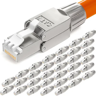 Produktbild von hb-digital 32x Netzwerkstecker CAT7 schmal RJ45 LSA STP Zinklegierung