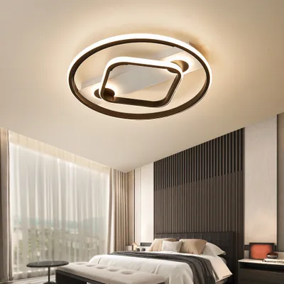 Zdjęcie produktu dla Lampa sufitowa LED Lampa sufitowa SX8769WB z pilotem Regulacja barwy/jasności światła Możliwość ściemniania Czarna lakierowana metalowa rama Lampa sufitowa LED do sypialni