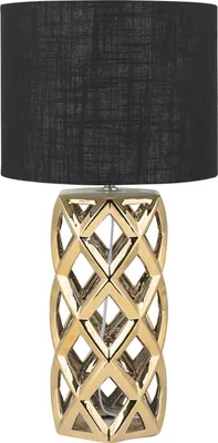Produktbild von BELIANI Tischlampe Gold Keramik 71 cm Stoffschirm Trommelform Schwarz Vasenform Geometriches Design Kabel mit Schalter Moderner Minimalistischer Stil