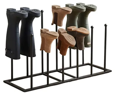 Productafbeelding van Relaxdays Laarzenhouder, 6 paar, HxBxD: 45 x 73 x 25 cm, metaal, schoenenrek voor laarzen, enkellaarsjes, laarzenrek, zwart