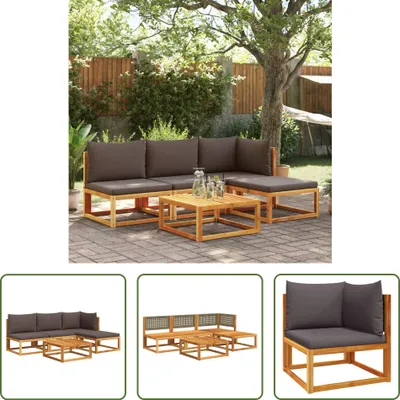Produktbild von The Living Store 5-tlg. Garten-Sofagarnitur mit Kissen Massivholz Akazie
