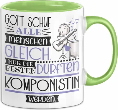 Produktbild von Komponistin Geschenk Becher Tasse Gott Schuf Alle Menschen Gleich Nur Die Besten Durfeten Komponistin Werden Geschenkidee Lustig (Grün)