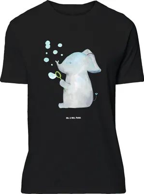 Produktbild von Mr. & Mrs. Panda Größe L T-Shirt Elefant Seifenblasen - Schwarz - Geschenk, Shirt, Lustige Sprüche, Liebesspruch, Tshirt, mit Spruch, Heimat, Elefanten, Liebe