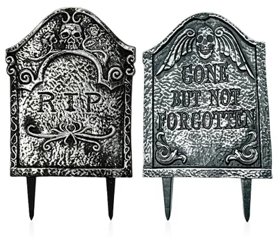 Halloween-Grabsteine 2er-Set, Kunststoff, 39,4x24x1,72 cm