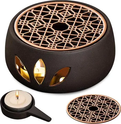 Zdjęcie produktu dla Ceramiczny podgrzewacz do herbaty - czarny - 12,6 x 5,8 cm - Wykonany z trwałej porcelany - Do herbaty i kawy