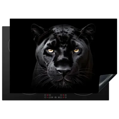 Produktbild von KitchenYeah© Herdabdeckplatte Panther - Tiere - Schwarz - Porträt , 75x52cm, Küche Deko, Glaskeramikkochfeld Herdabdeckung, Abdeckplatte fùr Kochfeld
