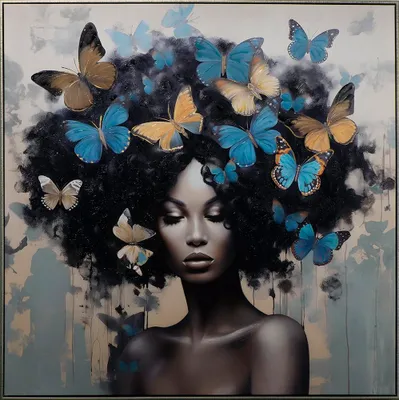 Produktbild von ArtUniverse Leinwandbild Blue Butterfly Lady 100 x 100 cm