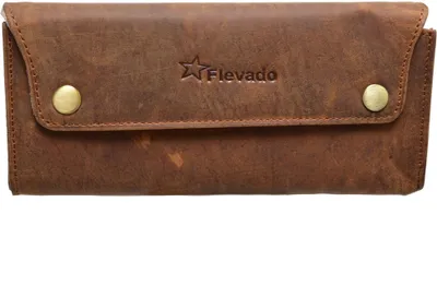 Produktbild von Vintage Leder Tasche Braun Universelles großes Lederetui Stiftetasche, Kosmetiketui, Handtasche Clutch