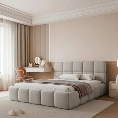 Produktbild von Polsterbett CERETTO 160x200 Hellgrau Boucle mit Bettkasten & Lattenrost