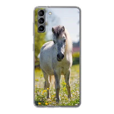 Produktbild von MuchoWow® Handyhülle Schutzhülle Hülle für Samsung Galaxy S21 Plus Pferd - Blumen - Licht Silikon Softcase Handy Hülle - Handy-Tasche