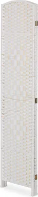 Obrázok produktu pre Paravan Relaxdays, VxŠ: 170 x 120 cm, interiérová priečka, drevo a papierové lanko, skladací paravan, 3-dielny, biely