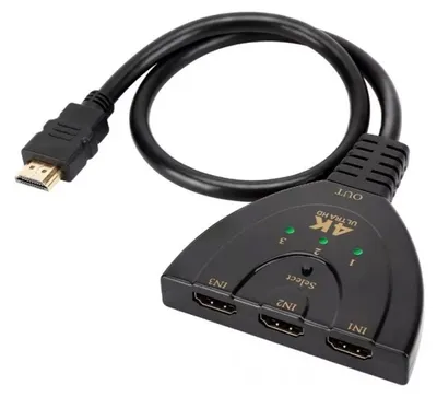 Immagine prodotto di Commutatore multimediale HD 3 in 1, porta video 4K con indicatore di stato, nero