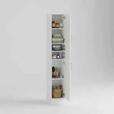 Produktbild von Stilvoller Badezimmerschrank aus weißem Holz (180 cm)