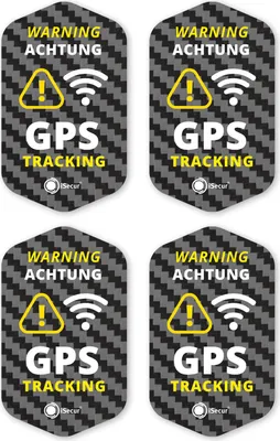 Produktbild von iSecur 4er GPS Tracking Aufkleber Set I 3 x 5 cm I Warning GPS-Gesichert I außenklebend wetterfest I Carbon Optik I hin833