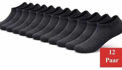 Produktbild von 12 Paar Sportsocken Damen Herren Sneaker Socken atmungsaktiv, Dunkelgrau 43-46