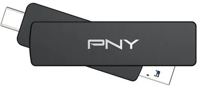 Produktbild von PNY DUO LINK V3, 2 TB, USB Type-A / USB Type-C, 3.2 Gen 2 (3.1 Gen 2), 1000 MB/s, Drehring, Schwarz