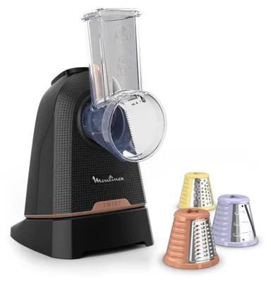 Produktbild von Moulinex Fresh Express Twist DK8638, Elektrische Reibe, Schwarz, Kunststoff, Edelstahl, Gemüse, AC