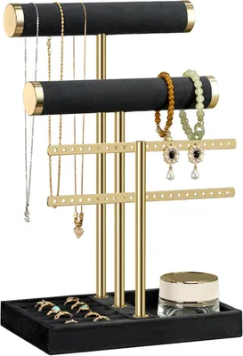 Produktbild von Schmuck Organizer,Schmuckständer Armbänder mit 3 Ebenen – Abnehmbarer T-Steg Schmuck Ständer, Samt-Armbandhalter, Schmuckhalter für Armband, Halskette