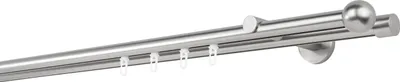 Produktbild von Gardinenstange Maß Innenlauf 20mm Ball 2-lauf Wand  12cm Farbe: Edelstahl-Optik, Größe: 360cm