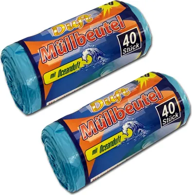 Produktbild von 2 Rollen Duft Müllbeutel Ozean 10l | Mülltüten Oceanduft | Müllsäcke Abfallbeutel 10 Liter | Müll Beutel Mit Zugband