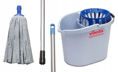 Produktbild von Vileda Pro Eimer mit Auswringer, Stiel & Mopp Set