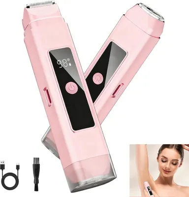 Produktbild von 2-in-1 Elektrischer Intimrasierer für Damen mit LED-Anzeige, Dual-Head Trimmer für Gesicht und Beine