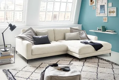 Produktbild von KAWOLA Ecksofa CARA Sofa Recamiere rechts Cord cremeweiß