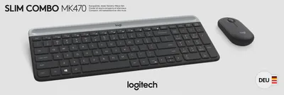 Produktbild von Logitech Slim MK470, Volle Größe (100%), Kabellos, RF Wireless, QWERTZ, Graphit, Maus enthalten