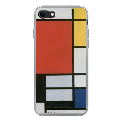 Produktbild von MuchoWow® Handyhülle Schutzhülle Hülle für iPhone SE 2020 Komposition 2 in Rot Blau und Gelb - Piet Mondrian Silikon Softcase Handy Hülle - Kartenbesitzer