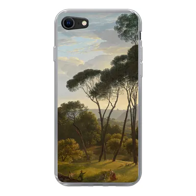 Produktbild von MuchoWow® Handyhülle Schutzhülle Hülle für iPhone 7 Italienische Landschaft mit Zirbelkiefer - Gemälde von Hendrik Voogd Silikon Softcase Handy Hülle - Kartenhalter