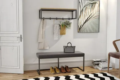 Produktbild von Moderne gepolsterte Bank „Lina“ 100 x 35 cm, Hocker, Pouf, Fußhocker im Loft-Stil