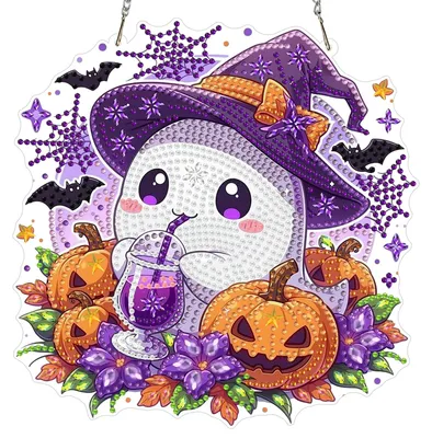 5D Halloween Diamantmalerei-Set, Geister-Motiv, Bastelset für Erwachsene