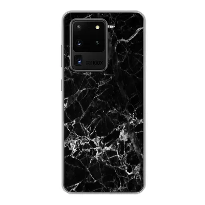 Produktbild von MuchoWow® Handyhülle Schutzhülle Hülle für Samsung Galaxy S20 Ultra Marmor - Stein - Schwarz Silikon Softcase Handy Hülle - Karteninhaber