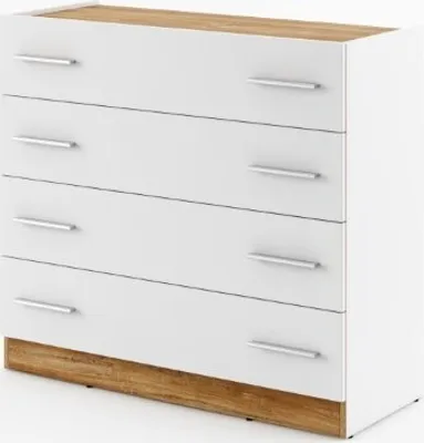 Produktbild von MINIO go for it, Kommode,"DENTRO", 4 Schubladen, Stirling Eiche/ Weiss Farbe
