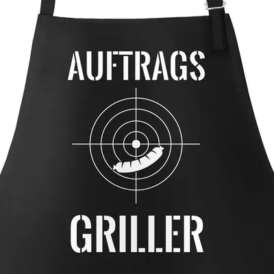 Produktbild von Grill-Schürze Grillschürze Fadenkreuz für Männer mit Spruch Auftragsgriller Moonworks® schwarz unisize