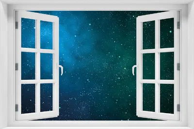 Produktbild von Wallario selbstklebendes Poster mit Fenster-Illusion - Sternenhimmel - Milchstraße und Sterne bei Nacht, Größe: 100 x 150 cm