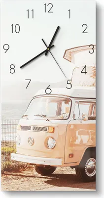 Produktbild von DEQORI Glasuhr 30x60 cm Zahlen 'Küstenabenteuer' Wanduhr Glas Uhr Design leise Küchenuhr