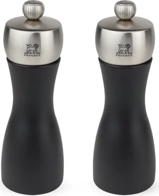 Produktbild von PEUGEOT Mühlenset FIDJI 15cm Pfeffermühle Salzmühle Buchenholz Schwarz Edelstahl