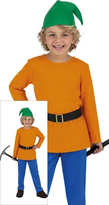 Productafbeelding van Sprookjesachtige dwerg, magische wezens, carnaval kostuum, kleurrijk plezier, fantasierijke avonturen, maat: 140/146, kleur: oranje