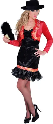 Produktbild von M212146-S schwarz-rot Damen Spanierin Flamenco Kleid Gr.S