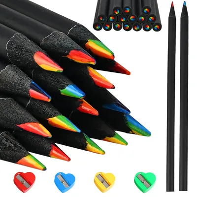 Produktbild von 16 Regenbogen-Buntstifte, 7-in-1-Set mit 4 Anspitzern, Buntstifte für Kinder und Erwachsene, ideal zum Zeichnen, Skizzieren und Ausmalen, für die Schule