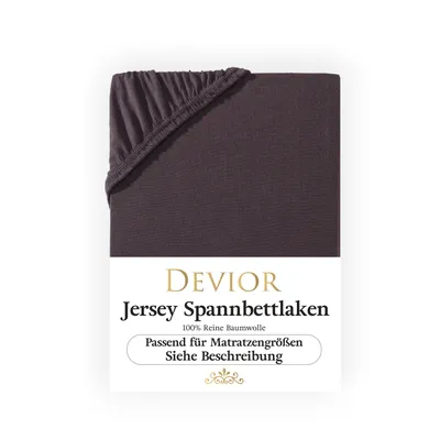 Produktbild von Devior Jersey Spannbettlaken 180x200 - 200x200 cm braun Bettlaken 100% Baumwolle bis 22cm Matratzenhöhe Gummizug