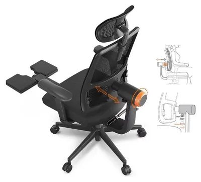 Produktbild von Ergonomischer Bürostuhl - Komfortstuhl - Arbeitshocker - Gaming-Stuhl - Mit integrierter Fußstütze