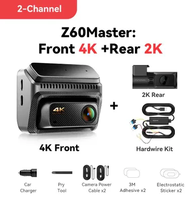 Produktbild von Z60Master Autokamera - 2-Kanal-Dashcam - 4K-Frontkamera - Rückkamera - HDR-Nachtsicht - WiFi 6 mit GPS - ADAS - 256-GB-SD-Karte